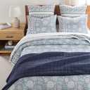 Levtex Home Adare Blue Reversible King/Cal King Quilt Set (106x92in) with 2 Pillow Shams (36x20in) - Floral Bedding - Blue White - Cotton King Size Quilt Bedding Set - Lightweight, Soft, Pre-Washed
