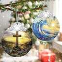 Cross Sunset Ornament  Christian Christmas Decor & Religious Christmas Ornament; Christian Home Decor (Holiday Present, Bauble Present, Christian Gifts, Religious Gifts, Gift Idea, Gift Exchange)