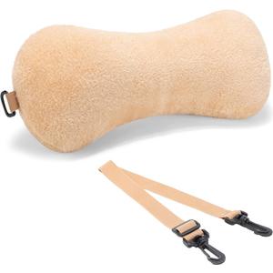 1 Pc Neck Pillow for Recliner Headrest Pillow Bone Shaped Chair Plush with Adjustable Strap Neck Support and Pain Relief Curve Head Cushion for Car Travel Airplane (Coffee)