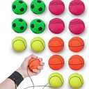 16 Pack 2.36 Inch Wrist Return Ball Wristband Ball Rubber Rebound Bouncy Sport Ball (Basketball, Baseball, Soccer,Tennis) on Elastic String Wrist Exercise or Play,Gift Toy for Kids Teens Adults