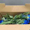 Wondrus Bulk Artificial Flowers 50 PCS, Fake Velvet Silk Blue Roses with Long Stems Realistic Bouquet for Mother's Day Wedding Centerpieces, Faux Arrangement for Home Table Decor