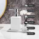 White Bathroom Accessory Set 3 Pcs,Ceramic Soap Dispenser and Toothbrush Holder Cup Soap Dish,Modern Countertop Bath Decor Set for Stylish Bathroom Organization