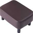 IBUYKE 16.54" Small Footstool, PU Faux Leather Step Stool, with Padded Seat Pine Wood Legs and Padded Rectangular Stool, for Bedroom, Brown RF-BD209
