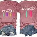 Chapter 40 Shirt for Women Vintage 1985 Letter Print Tee Forty Birthday Gift for Mama, Rosy 1, Medium