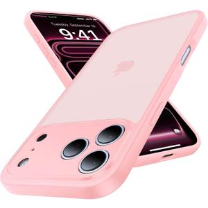 for iPhone 17 Pro Case, [Ribbed Non-Slip Sides] [Military-Grade Drop Protection] [Full Camera Protection] Anti-Yellow Soft-Touch Shockproof Slim Phone Case for iPhone 17 Pro, Pink