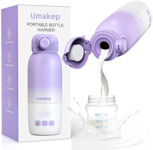 Portable Bottle Warmer for Travel - Large 12oz Capacity with Dual Heating Modes for Breast Milk & Water, Fast Heating Smart Temperature Control, Portable Milk Warmer Gifts for New Mom Purple