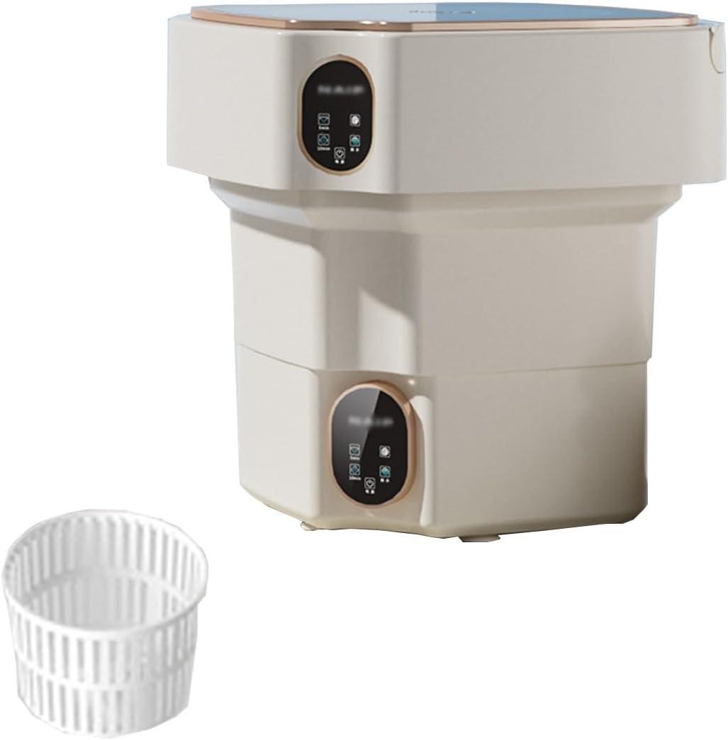 Mini Foldable Washing Machine 12X12X13in Portable Washer 17L Capacity Convenience And Efficiency For Camping, Travelling, Apartment & Tiny Spaces(Beige) (30X30X33cm)
