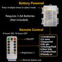 Curyidy 4th of July Decorations Lights, Red White Blue Fairy Lights 2 Pack 100LED String Lights Remote Control Patriotic Lights for Independence Memorial Day Decorations