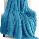 Bedsure GentleSoft Fluffy Bright Blue Throw Blanket Gifts for Women, Men, Soft Fleece Cozy Fuzzy Sherpa Plush Warm Minky Thick Faux Fur Throws for Couch, Blue Decor House Blanket Gifts for Her, 50x60