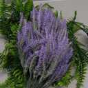 Fake Hanging Plants Baskets Artificial Flowers for Outdoors Spring Summer Decoration, Realistic UV Resistant Faux Lavender Hanging Flowers for Porch Home Gardens Balcony Yard Planter Outside Decor (Purple)