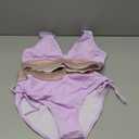 Blooming Jelly Women High Waisted Bikini Sets Tummy Control Swimsuits Color Block Two Piece Drawstring Bathing Suit (Large, Light Purple)