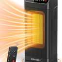 Space Heater, Electric Space Heaters for Indoor Use with Thermostat, Remote, 1-12H Timer, 70Oscillation and Overheat Protection, 1500W PTC Ceramic Fast Safety Heat for Office Bedroom (Black)