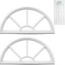 Pushglossy 2 Pcs 22" x 10" Entry Door Frame Half Round Top Exterior Door Only Replacement for 1" Glass (Glass Not Included) 5 Lite Exterior Front Doors Window Frame Insert Replacement (White)