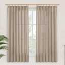 YoungsTex Oatmeal Linen Semi Sheer Curtains 63 Inch Length for Living Room, Light Filtering Window Drapes with Back Tab for Bedroom, 2 Panels, 40 X 63 Inch (Pleated-dark Oatmeal)