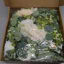 5.9FT Artificial Eucalyptus Garland with Flowers (Roses, Peonies, Daisies); Artificial Flower Garland for Weddings, Backdrops. Artificial Rose Vine For Home Decor, Table Decor, Door & Hanging Decor.
