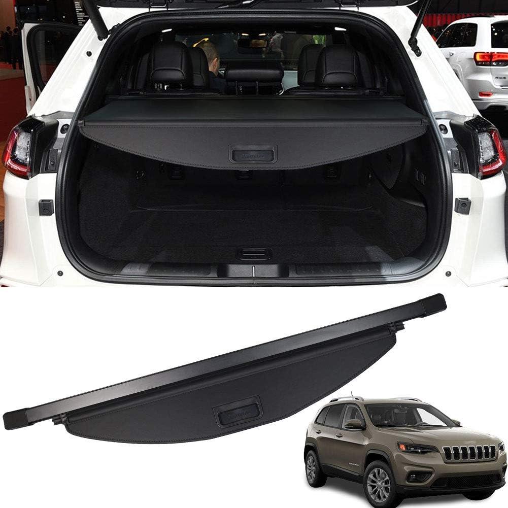 Marretoo for Jeep Cherokee Cargo Cover 2019 2020 2021 2022 2023for Jeep Cherokee Accessories Black Retractable Trunk Cover Security Shield Shade