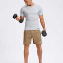 Pudolla Men's 7" Gym Workout Shorts with Zipper Pockets Lightweight Quick Dry Running Athletic Shorts for Men (L)