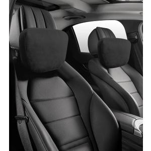 2Pcs Car Neck Pillow, Super Soft Du-Pont Bio Cotton Neck Pillow for Driving, Suede Fabric Car Headrest Pillow, Make Your Driving More Comfortable, Suitable, Traveling (Interstellar Black)
