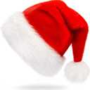 CCINEE Kids Santa Hat,Christmas Santa Velvet Plush Red Hat for Holiday Home Decoration Xmas Party Supplies, 1 Pack