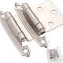 DecoBasics Cabinet Hinges Brushed Nickel for Kitchen Cabinets Doors (5 Pair -10 Pcs) -1/2" Overlay (Variable) -Self Closing Kitchen Cabinet Hinges Flush Mount w/Silicon Bumpers & Hardware Screws