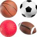 Sports Balls for Kids & Toddlers - (Pack of 4) 5-inch Sports Set Includes Football, Small Size Soccer, Basketball, and Playground Balls, Fun Indoors & Outdoor Toys (Hand Pump Included) (Regular)