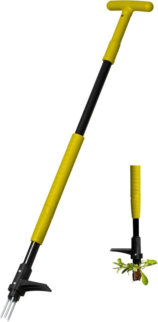 Gardenised 4 Claw Stand-Up Weed Puller Tool with Long Handle Durable Steel Head for Effortless Grass Removal Ergonomic Design Eliminates Bending Kneeling and Tugging Perfect for Easy Gardening