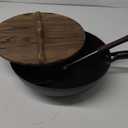 New Star Foodservice 1029154 Hand Hammered Cast-Iron Non-Stick Wok Carbon Steel, Includes 12.7" Round Bottom Wok, Wooden Wok Lid, and Spatula (Hand Wash Recommended)