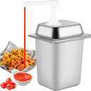 3.4Quart Sauce Pump Dispenser Condiment Dispenser with 2 Pumps, Pump Dispenser for Syrup Ketchup Dressing BBQ Sauce