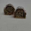 2PCS Christmas Village Wood Pile, 4.1 x 1.77 x 3.34 Inch Natural Wood Log Firewood Pile Figurine Christmas Village Accessories for Xmas Table Decorations Ornaments