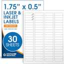 1 3/4" X 1/2" Matte White Return Address Labels Compatible with Inkjet and Laser Printers - 30 Sheets, 2400 Small Printable Stickers for Mailing, Barcodes, Organization - Spartan Industrial