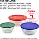 Pyrex Sculpted (3-Pack) Glass Mixing Bowls Set With Plastic Lids For Prepping, Baking and Cooking, Preheated Oven, Dishwasher, Freezer, and Microwave Safe