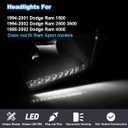 ROXX Headlights Assembly for 1994-2001 Dodge Ram 1500 2500 3500, 1995-2002 Dodge Ram 4000, Headlights w/Led Drl, Amber Reflector, High Low Beam, Driver & Passenger Side (With Led DRL)