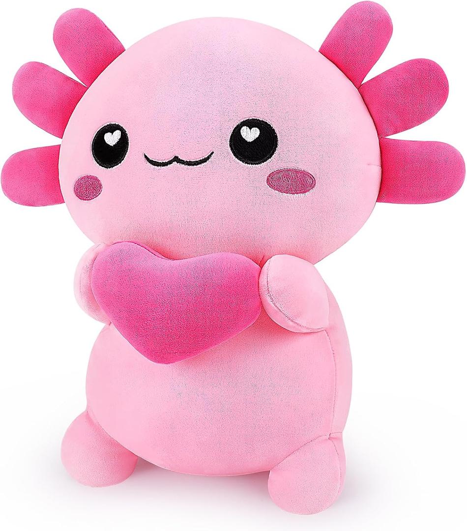 Achwishap Axolotl Plush,Axolotl Stuffed Animal Plush Toys,14 Salamander Plushie,Cute Plushies Soft Newt Plushy Kawaii Plushies Huggging Pillow,Cuddly Animal Body Pillow Gifts for Birthday(Pink)
