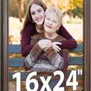 16x24 Frame, High Definition Plexiglass for 16x24 Poster Frame, Vintage 16 x 24 Picture Frame Rustic Distressed Pattern, Wall Mount Display, Brown 1Pack