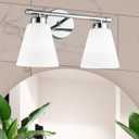 Hamilyeah Modern Chrome Bathroom Vanity Light Fixture Over Mirror, 2 Light Vanity Lighting Fixture with Frosted Glass Shade, Silver Wall Sconce Lighting for Bath, Bedroom, Kitchen, Hallway