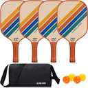 Pickleball Paddles Set of 4 Pickle Ball Rackets, USAPA Approved Pickleball Set of 4 Paddles, Fiberglass Surface & 13MM PP Honeycomb Core, Breathable Handle, 4 Indoor & Outdoor Balls, 1 Pickleball Bag