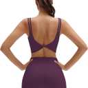SUUKSESS Womens Workout Set Fitness Yoga Pilates Crop Tank Twist Back Cami High Waisted Tummy Control Bike Short (Violet, S)