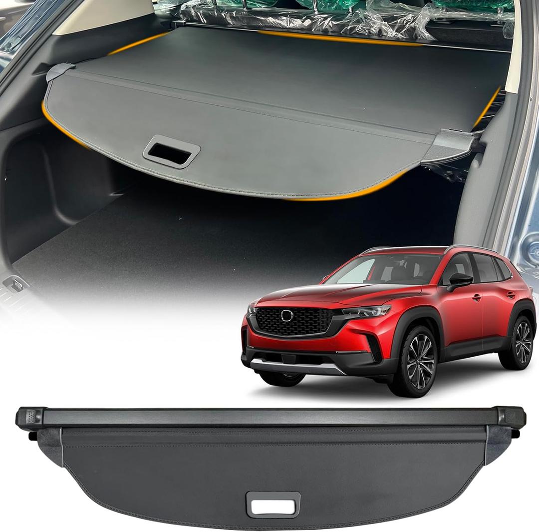 Cargo Cover for 2023 2024 2025 Mazda CX-50, Upgraded Retractable Rear Trunk Cover Compatible with Mazda CX-50 Trunk Security Cover Shielding Shade Car Accessory, Black Carbon Fiber