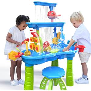 Kenthoris Water Table for Toddlers 13, Toddler Outdoor Toys Kids Summer Beach Backyard Pool Splash Activities Playsets, Water and Sand Activity Sensory Playset for Toddlers 1.5+ Years Old
