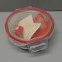 Pyrex Freshlock 4 Cup Round Food Storage Container: Glass Container with Lid, Oven & Microwave Safe, Clear/Red