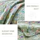 QSH 3Pcs Oversized King Bedspread Set(120"x120"),100% Cotton Green Floral Quilt Bedding Set Flower Bird Butterfly Printed Bedspread Coverlet California King Oversized Lightweight Soft Bedding Set