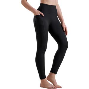 Leggings with Pockets for Women, Soft High Waisted Tummy Control Workout Yoga Pants (Black, L)
