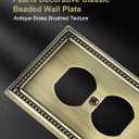 4-Pack Duplex Outlet Cover Plate, Antique Brass Metal Wall Plates for Electrical Outlets, 1 Gang Receptacle Cover, Pearls Decorative Switch Plates and Outlet Covers