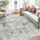 Soalmost Abstract Rug 5x7 Machine Washable Area Indoor Grey Low Pile Non-Slip Foldable Thin Accent Rugs for Bedroom Living Room Dining Room