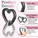 4pcs Heart Carabiner Keychain Clip, Metal Spring Heart Rings Hook Key Ring Carabiner Clips for Purse Bag Charms Backpack Strap Dog Tags Hang Water Bottle Paracord Keychain Lanyard(Silver Black)