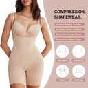 SHAPERX Women's Shapewear Bodysuit Smoothing Tummy Control Body Shaper with Adjustable Straps Comfortable Mid-Thigh Shorts (Beige, XL)