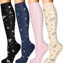 4 Pairs Compression Socks for Women Circulation-Best Support for Nurses,Running,Athletic,Travel