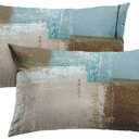 Britimes Throw Pillow Covers Modern Home Art Decor, 12 x 20 Inches Set of 2 Pillow Cases Decorative, Abstract Oil Painting Pillowcases for Bedroom, Living Room, Beige Blue