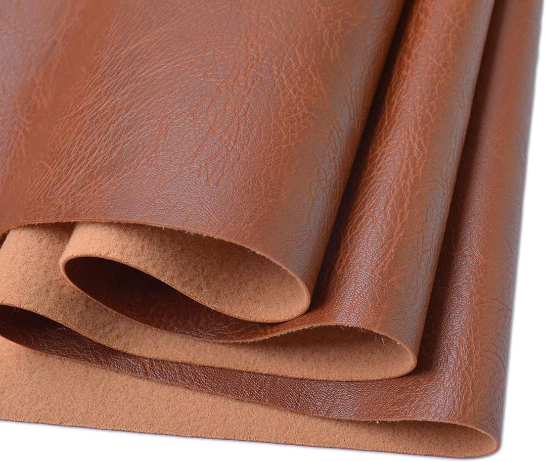Wento Thick 3 Yard Faux Leather Fabric Soft Skin Grain PU Leather for Furniture Cover Reupholster Sofa Chairs Cushions Vinyl Upholstery (3 Yards, Cinnamon Brown)