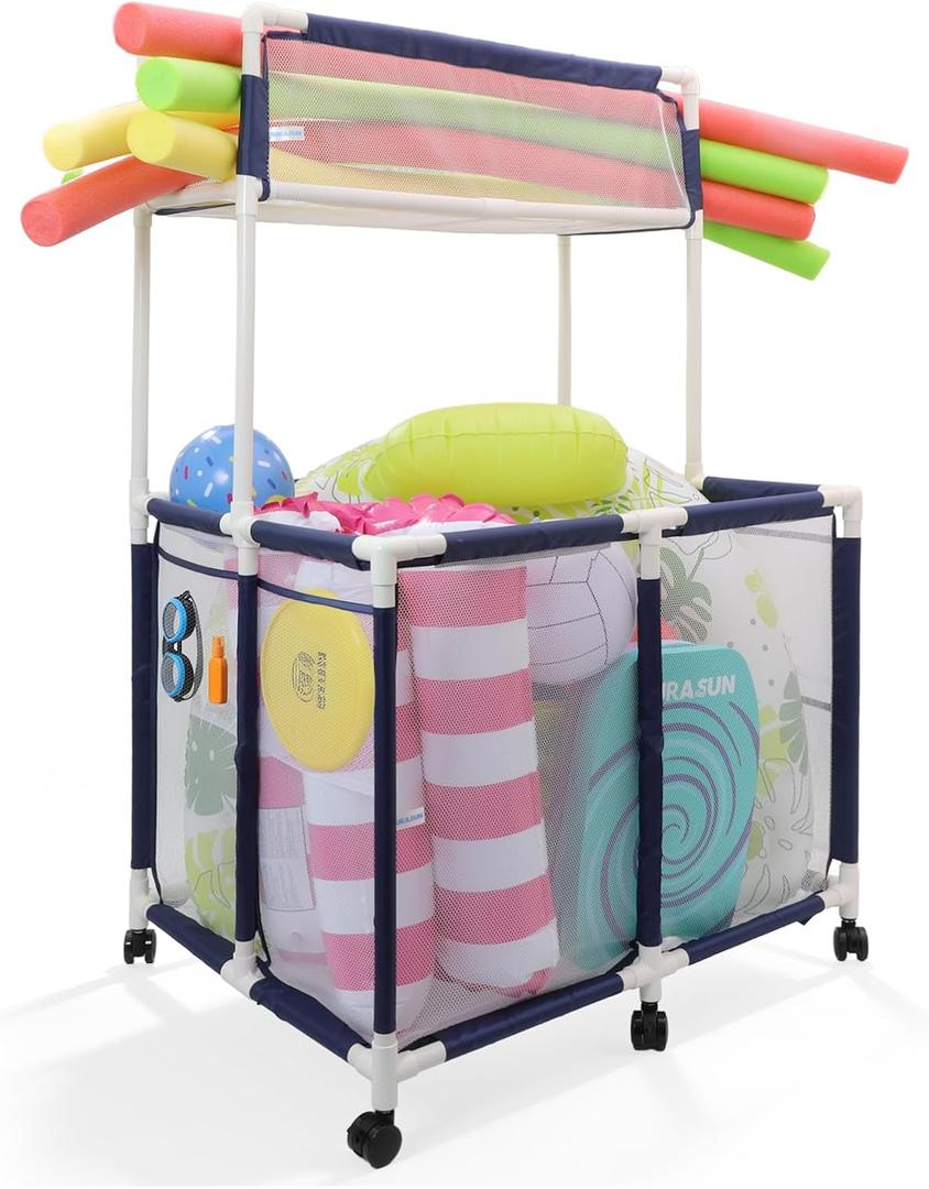 AURASUN XXL Large Outdoor Pool Toy Storage Organizer Cart